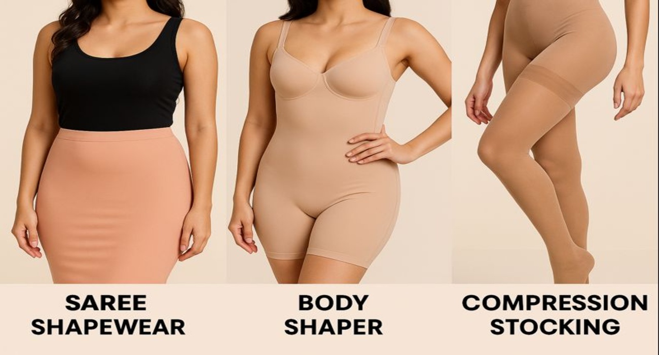 Saree shaper, body shaper, compression stockings